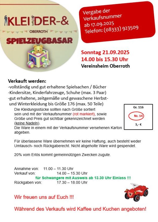 Kleider- und Spielzeugbasar Herbst 2025
