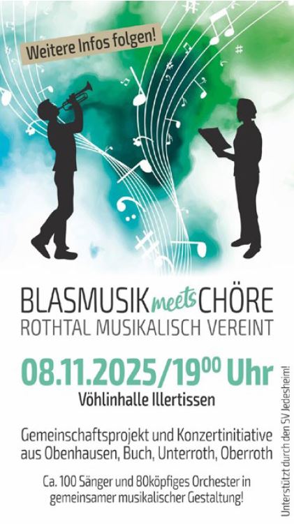 Plakat für Konzert Blasmusik meets Chöre